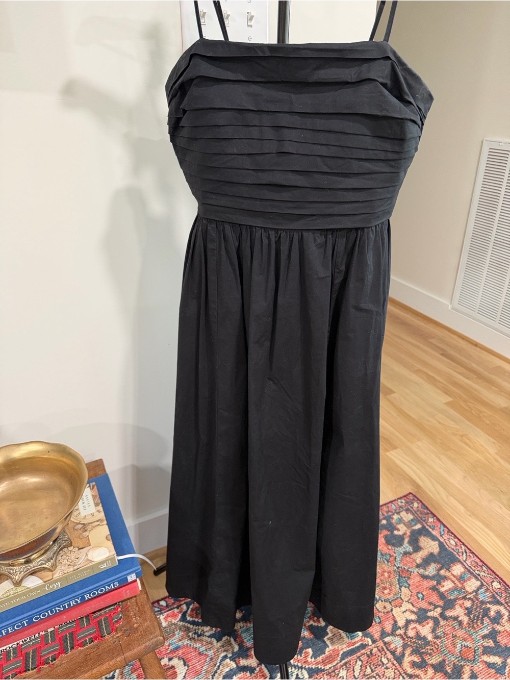 Babaton Black Pleated Bodice Midi Dress